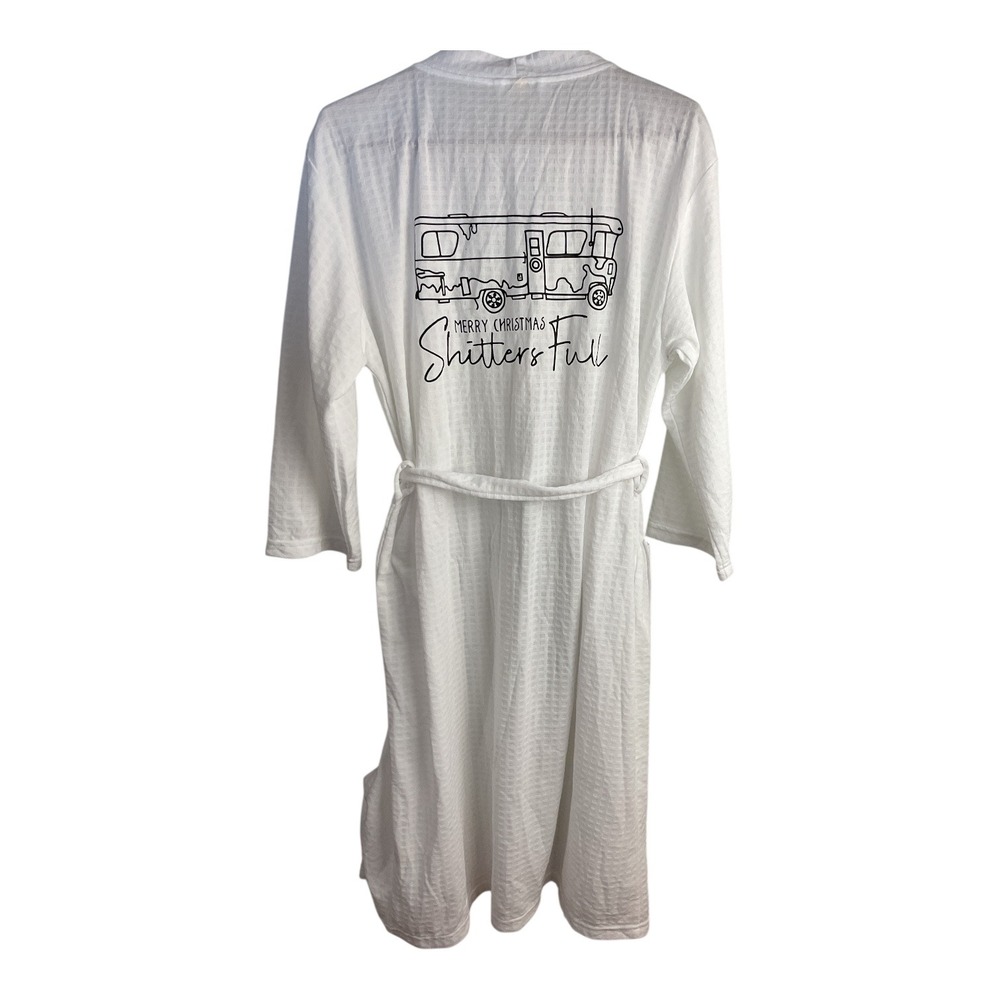 White Waffle Knit Robe RV‎ Camper Merry Christmas  Shi—er,s Full Graphic Size M
